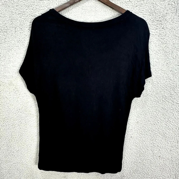 Reserved womens black‎ top small v neck short sleeve bamboo fabric minimalist - Picture 5 of 5